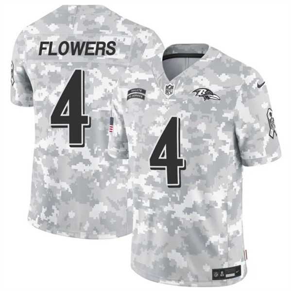 Men%27s Baltimore Ravens #4 Zay Flowers 2024 F.U.S.E. Arctic Camo Salute to Service Limited Stitched Jersey Dzhi->baltimore ravens->NFL Jersey